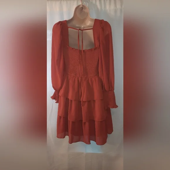 Elegant Rust Tiered Dress - Picture 15 of 15